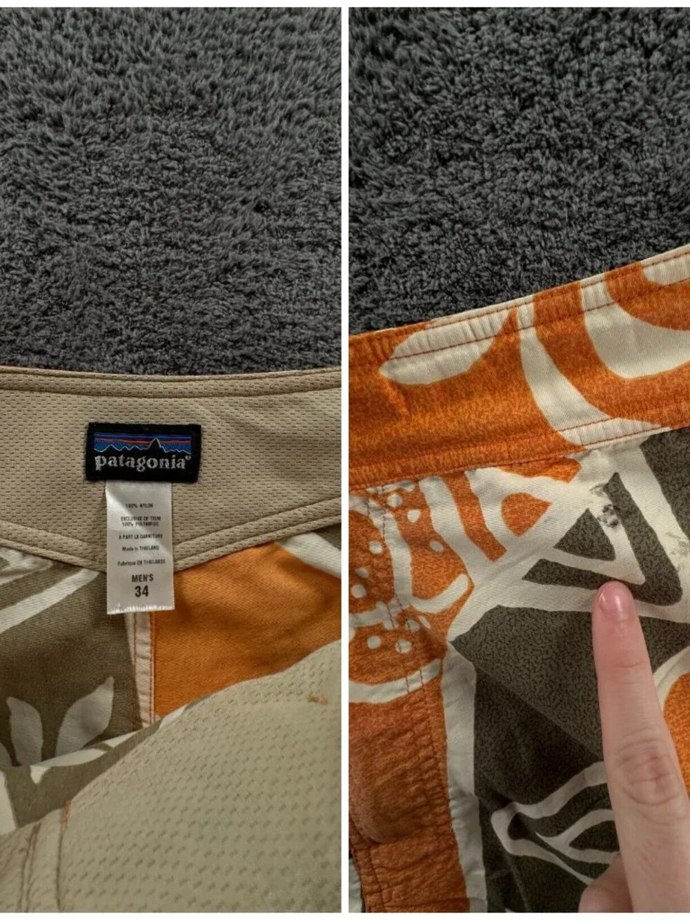 Patagonia Swim Trunk Men Board Shorts Adult Swimming Size 34 Orange Tiki Floral